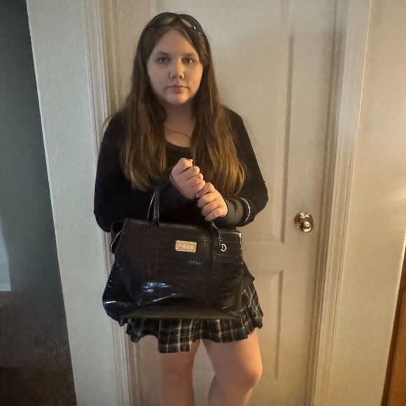 Bebe Croc Embossed Handbag - Picture 6 of 11